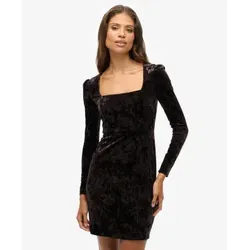 Superdry für Damen. W8011984A Braunes Samtkleid (L), Lässig, Party, Klassisch, Polyester, Langarm