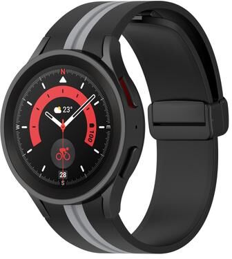 Everyday Crate Samsung Galaxy Watch5 Pro Silicone Watch Band Two Color Stripe Sport Replacement Strap black Grey