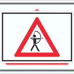 HB-Druck Achtung Bogenschießen Schild Symbol A4 (210x297mm)