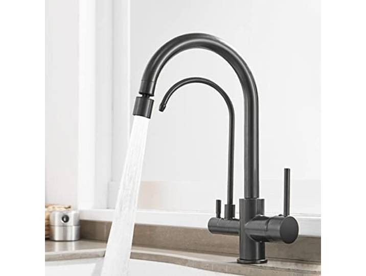 SWENEEN 3-In-1 Küchenarmatur Mit 3-In-1-Wasserfilter, 360°-Schwenkarm, Einzelfunktion Für Reines Trinkwasser, Ideal Für Die Heimische Küche, Schwarz, Einzelfunktion,Black-singmode