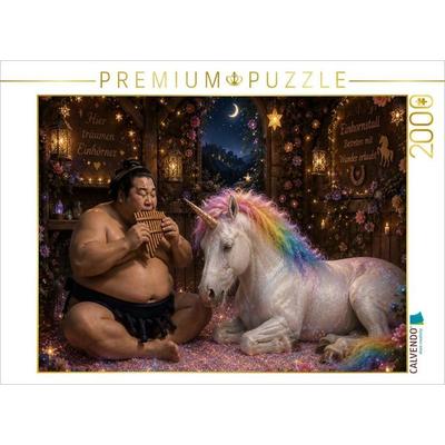 CALVENDO Puzzle Sumoringer und Einhorn | 2000 Teile Lege-Größe 90x67cm Foto-Puzzle für glückliche Stunden