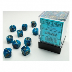 Chessex Würfel - 12mm - Phantom Teal/gold (Würfelset 36 x W6) 292700