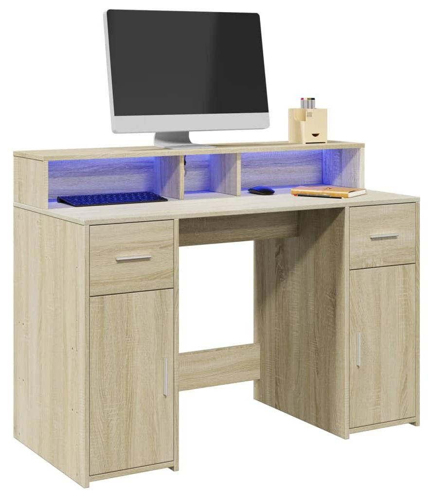 Selius Gaming Desk met RGB LED-verlichting in Sonoma Eiken
