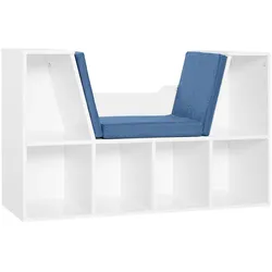 HOMCOM Bücherregal 6 Fächer Sitzkissen Stauraum Leseecke Büro Arbeitszimmer Blau