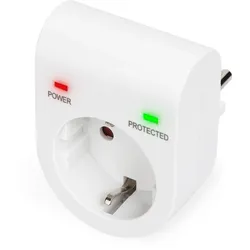 Digitus Überspannungsschutz mit Power- und Schutz-LED Sicherheitssteckdose, 16 A, 3.500W, TÜV-GS, weiß