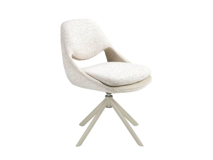 Chaise pivotante en tissu blanc cassé et crème