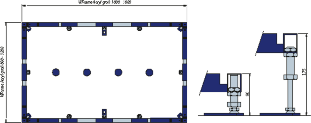 Villeroy und Boch Montagerahmen U91412200 mit 4 Mittelfüßen, für Duschwannen ab 100 x 100 cm