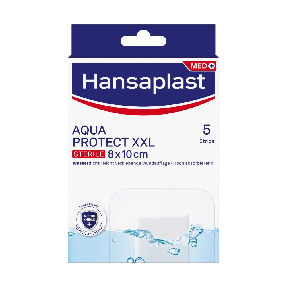 Hansaplast Aqua Protect Wundverb.steril 8x10 cm 5 St Pflaster