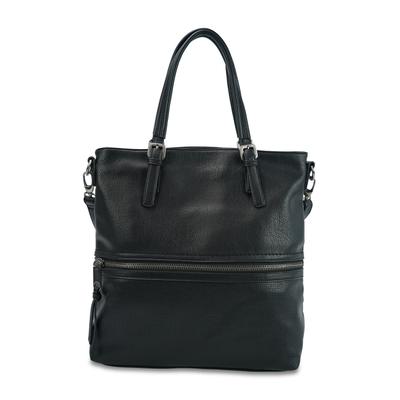 Schultertasche HARPA "ROVA", Damen, Gr. B/H/T: 45cm x 37cm x 45cm, schwarz, Lederimitat, unifarben, Taschen Schultertasche, mit schönem Metallic-Effekt