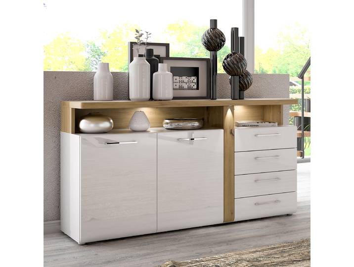 Buffet 163 x 86 x 43cm Blanc/Marron