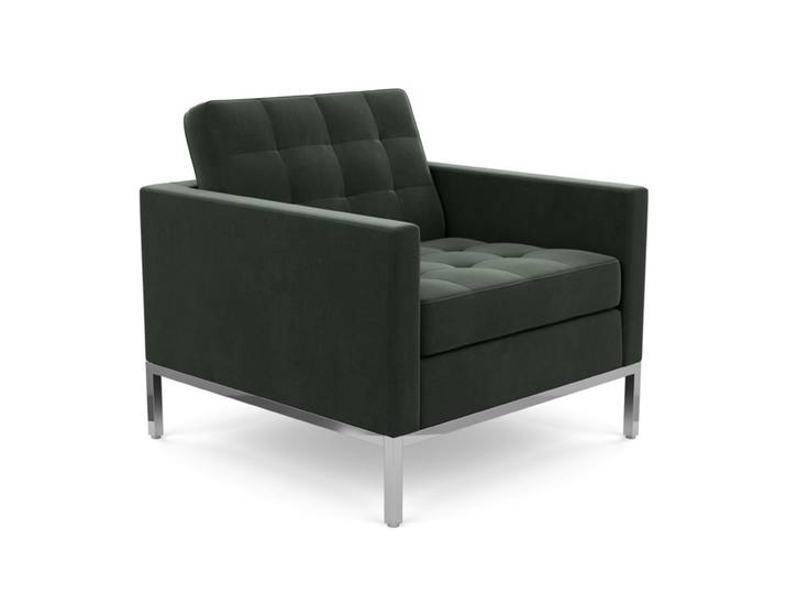 KNOLL fauteuil FLORENCE en tissu (Knoll Velvet Graphite - Revêtement Cat. B et structure en acier chromé)