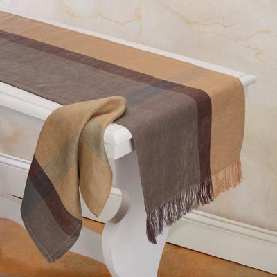 TERRA LOOM SERENE 100% Flax Linen Table Runner   Handmade   Fairtrade   Upcycled   Nature-Inspired Decor by Sustainable Threads