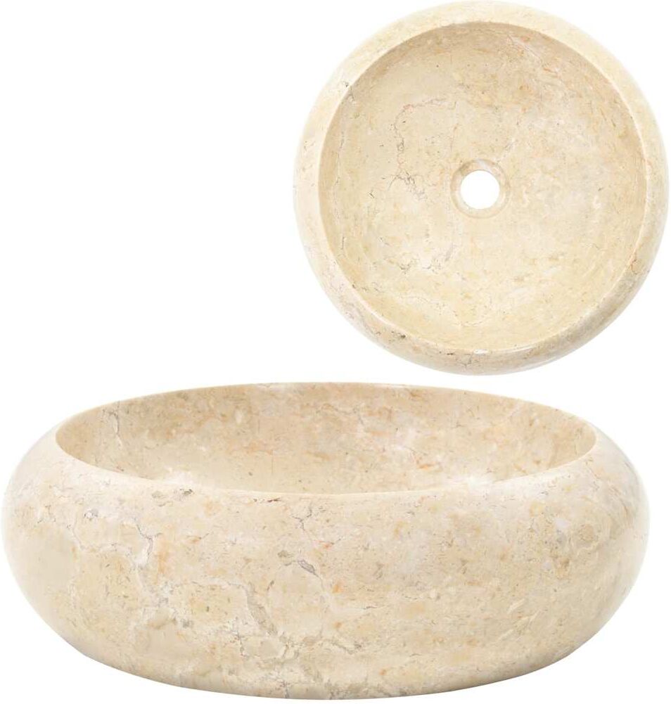 vidaXL Lavabo 40 x 12 cm Marbre Crème