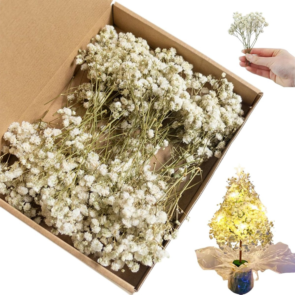 100 stuks witte gedroogde gypsophila natuurlijke bloemen voor decoratie