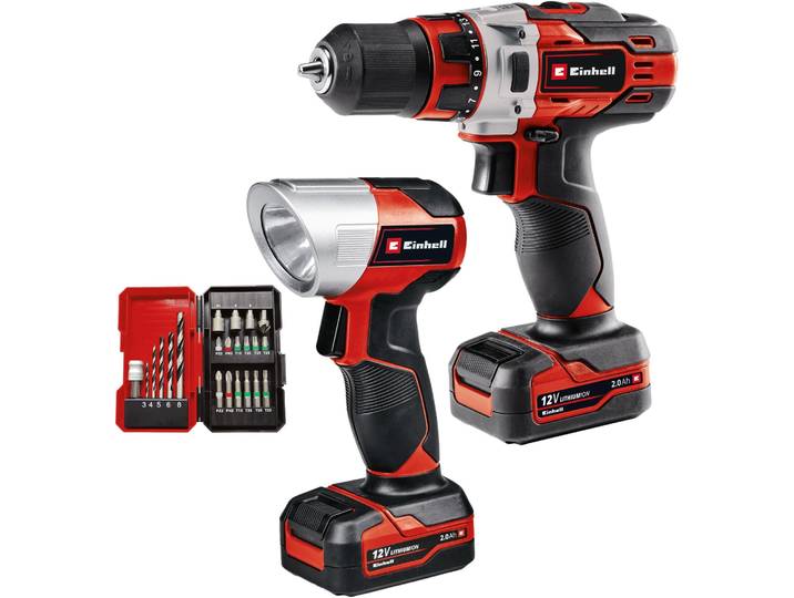 Einhell Kit perceuse-visseuse sans fil TE-CD 12/1 Li +22+CL (2x2.0Ah)