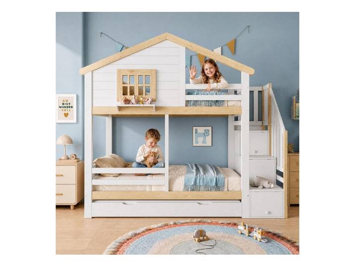 LuxusKollektion Hochbett Etagenbett mit Stauraum & Ausziehbett