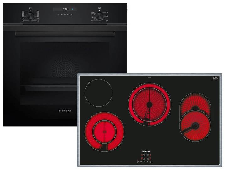 SIEMENS Backofen-Set, mit Teleskopauszug nachrüstbar, Reinigung mit Wasser / Dampf