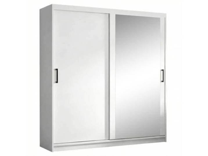 BEAUTY SOFA Kleiderschrank HELA moderner Schiebetürenschrank mit Spiegel, Kleiderstange und Regalböden, für Schlafzimmer, Flur & Ankleidezimmer (Weiß, 180, Zentimeter)