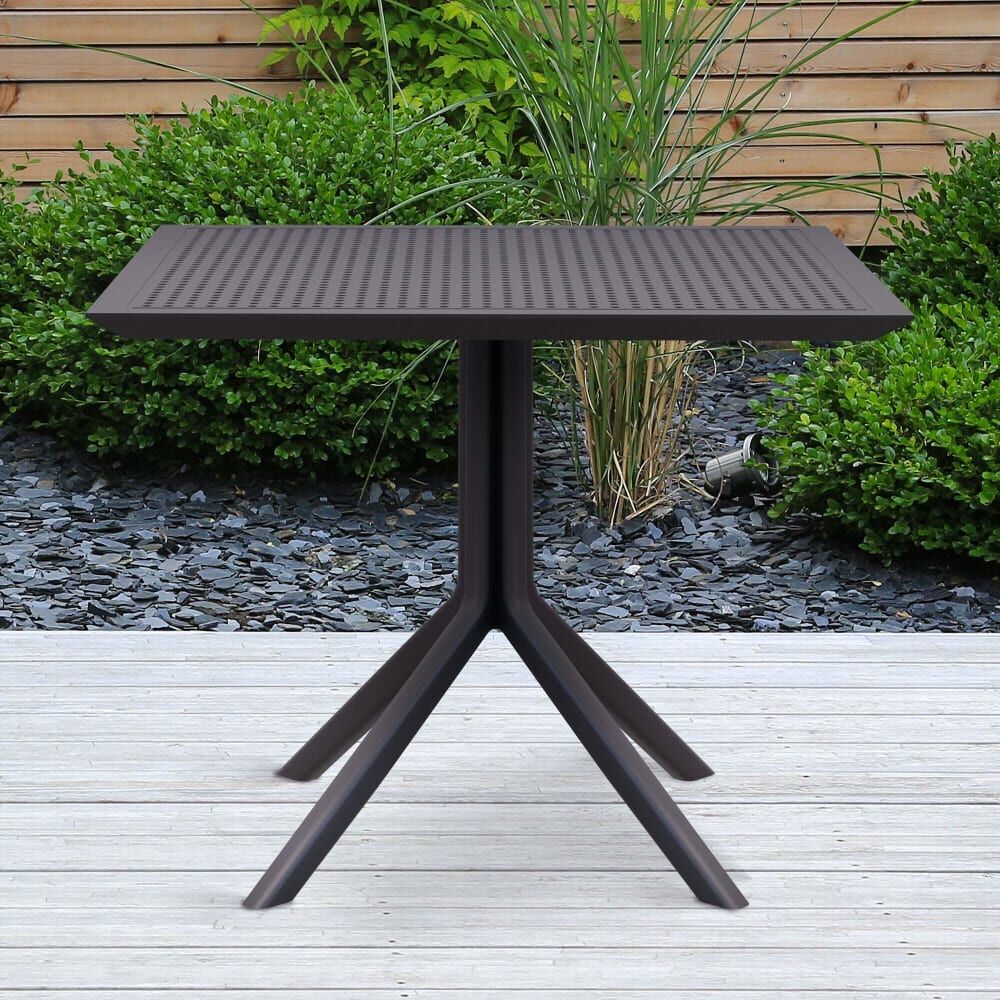 CLP Table de jardin carrée résistante en kunstharz noir Noir 80x74x80cm