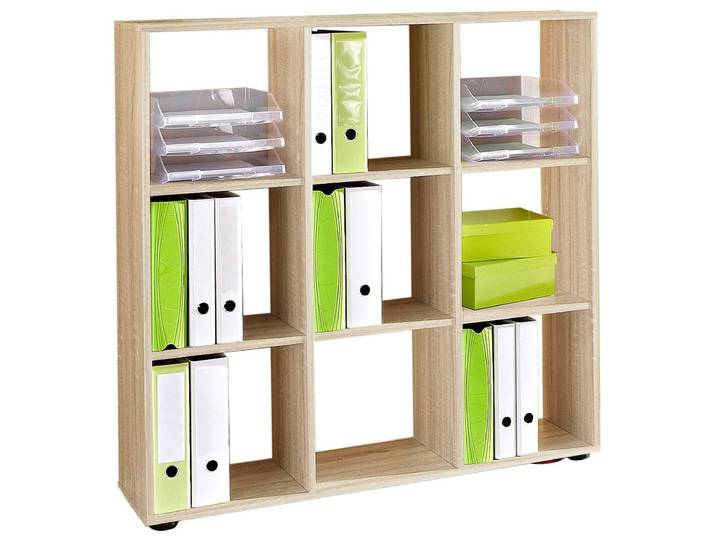 Raumteilerregal FMD Mega 5 , braun (eichefarben), B:104,5cm H:108,5cm T:33cm, Holzwerkstoff, Regale, Raumteilerregal, Raumteilerregal mit zahlreichen offenen Fächern