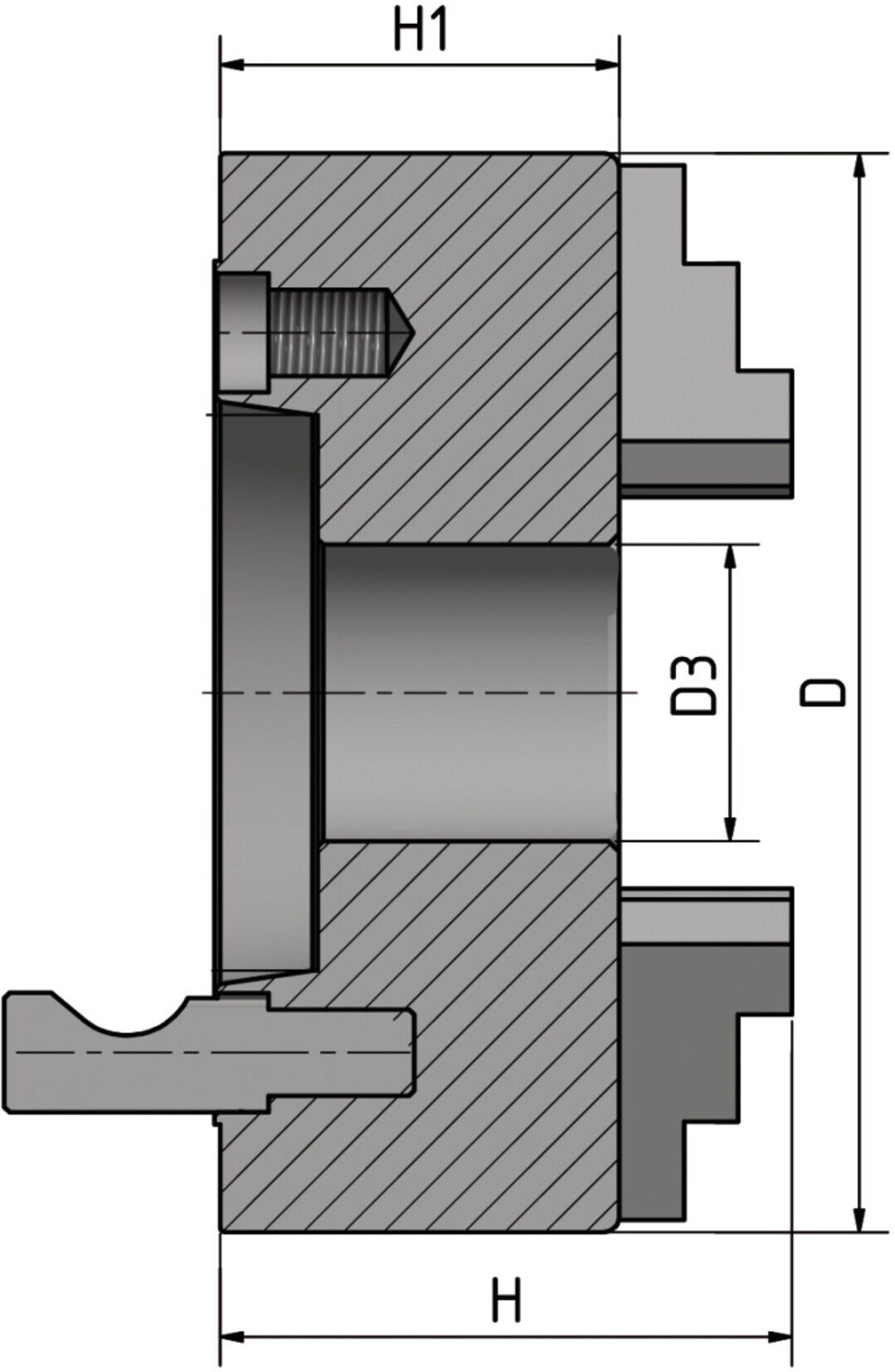 BISON Dreibackendrehfutter Camlock Ø 200 mm Guss zentrisch spannend Optimum (3450315)