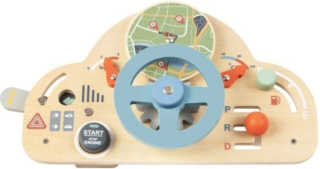 Tooky Toys Tooky Toy Wooden Drive Busy Board - Compact - Screen-Free Early Childhood Development Toy for Kids