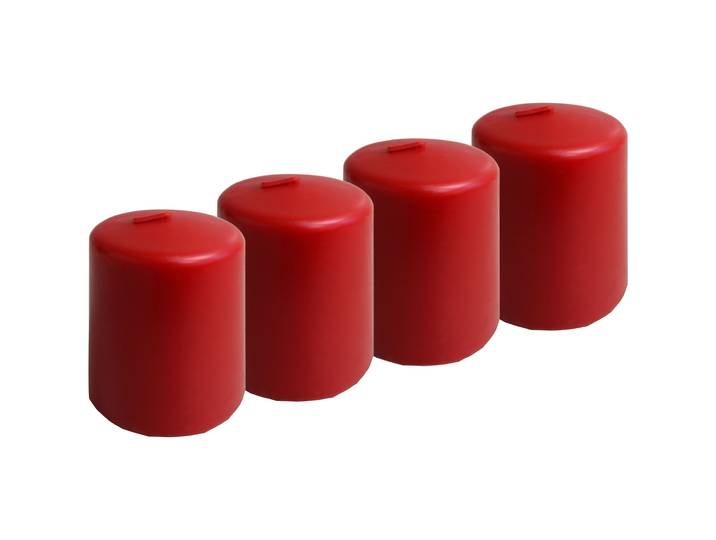 4er-Set Stumpenkerze Rot, Ø 6 x 8 cm