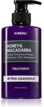 KUNDAL Honey & Macadamia Pink Grapefruit cuidado de hidratação intensiva para cabelo seco a danificado 500 ml. Honey & Macadamia Pink Grapefruit