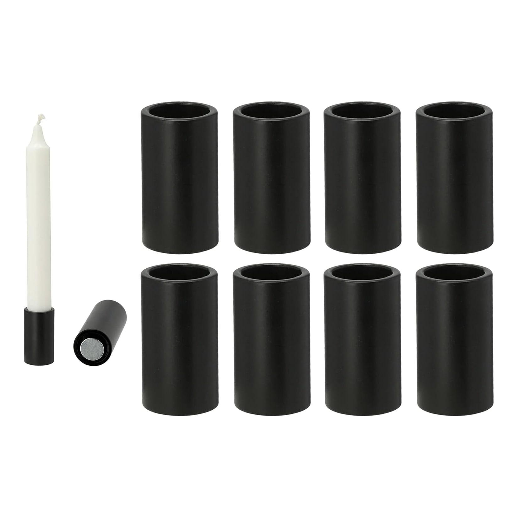 8X Kerzenhalter für Stabkerzen Candle Holder magentisch SCHWARZ 2 ,8x7 ,5cm Tischdekoration weihnachtlich scandic chic Kerzentülle Wohnzimmerdeko Kerzenständer Magnet Tafelkerzen