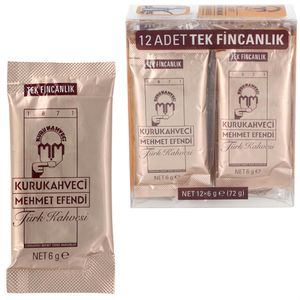 Kavak Kaffee Kurukahveci Mehmet Efendi Türkischer Kaffee, löslicher Kaffee, 100% Arabica, 12 Portionssticks