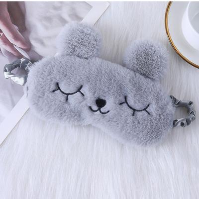 Uplifted Trends Cute Cartoon Rabbit Plush Sleep Mask For Comfortable Rest And Travel Aid gray