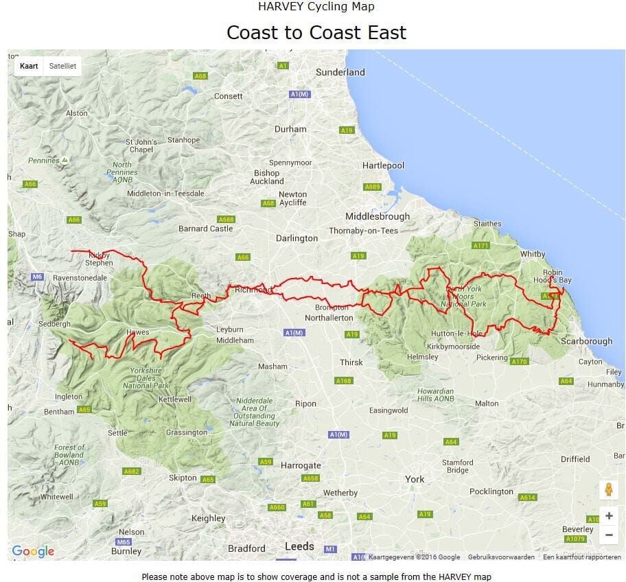 Carte cycliste - Coast to Coast Est XT60   Harvey Maps - Cycling maps