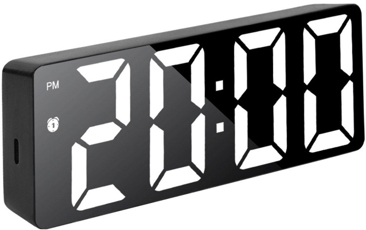 OUYLAF Digitale Wekker met LED-scherm en snoozefunctie - Zwart