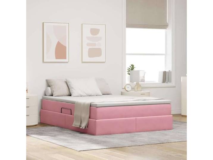WDGJJFECNMUEHI Samt mit Stauraum Elegante Wohlfühloase 140 x 200 cm Rosa Aufbewahrungsbett mit Matratze Rosa 140x200 cm Samt Bettgestell mit Stauraum Hydraulisches Bett Modernes Polsterbett