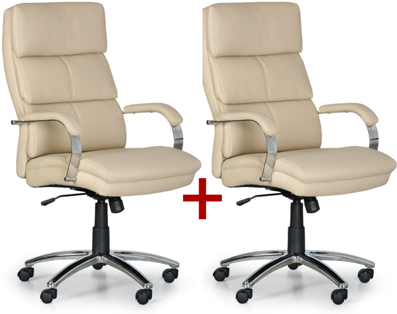 B2B Partner Leder-Bürosessel STAIRS, 1+1 GRATIS, beige