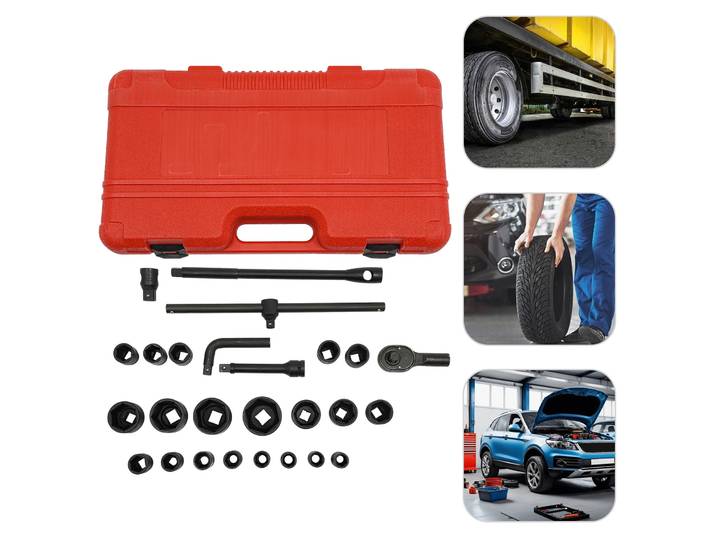 Jeu de douilles 26 pièces 3/4 pouces et 1 pouce, jeu de douilles 21-65mm, camion, jeu de clés à douille professionnelles, boîte à écrous de voiture pour la maison