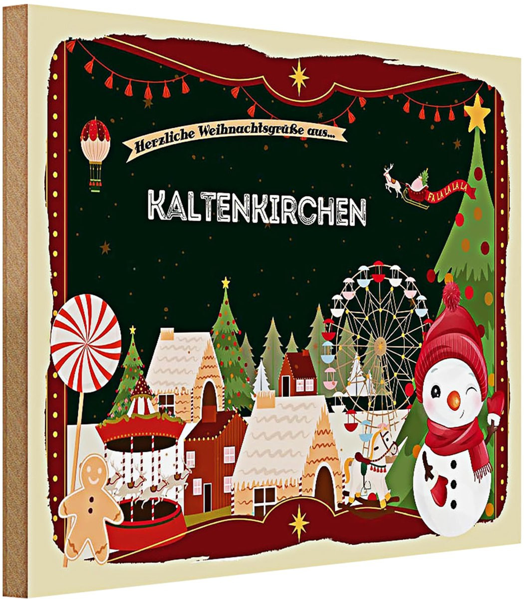 Houten Kerstbord met illustratie voor volwassenen, 40 x 30 cm