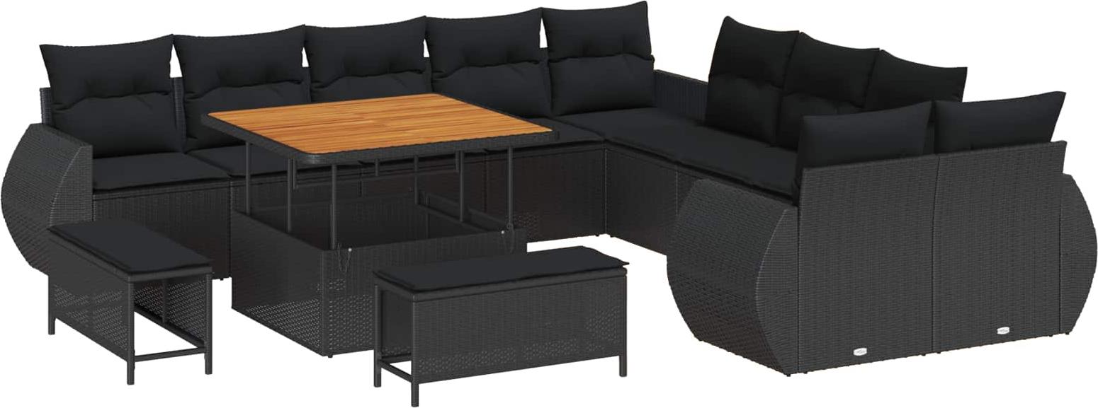 vidaXL Garten-Sofa-Set 13 stk. 13-Sitzanzahl Schwarz