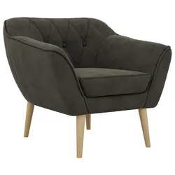 SESSEL PIRS - Dunkelgrau Velvet - Holzbeine