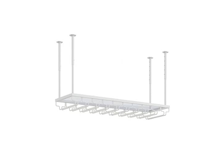 Suixtil Höhenverstellbares Weinregal for die Decke – Glashalter aus Metall, weißes Acrylregal for Bars, Restaurants und Küchen(80cm)
