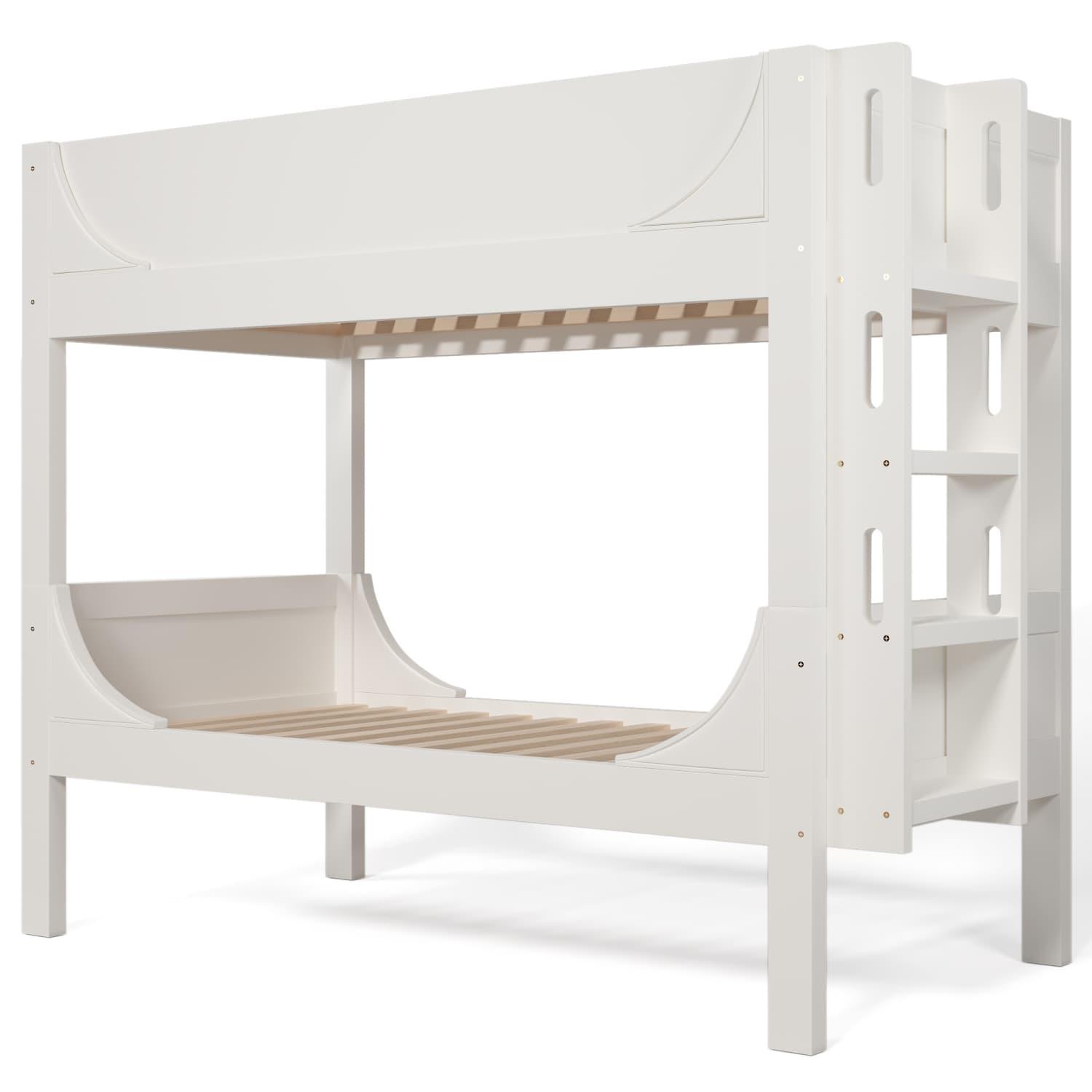 Trennbares Etagenbett 90x200cm mit Flexibel am Kopf-/Fußende montierbarer Leiter, Schlittenform-Design, Aus 1 Bett werden 2 Einzelbetten,EN747-1:2024