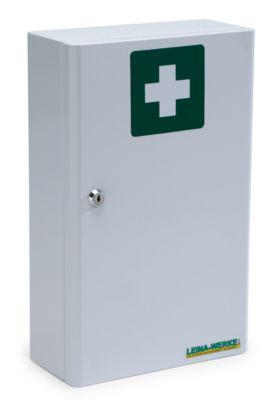 Leina-Werke Erste-Hilfe-Schrank C, DIN 13157, 1-türig, weiß, 3 Einlegeböden, Stahlblech