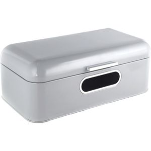 Echtwerk Brotkasten Retro single window, Metall, Klappdeckel, 42,5 x 23,8 x 17 cm, grau