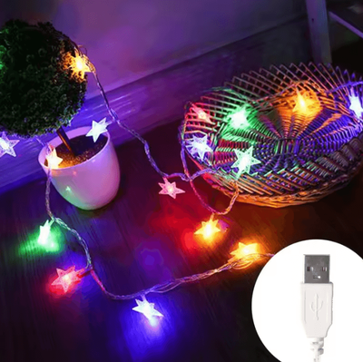 Inspire Curations LED Star Fairy String Lights For Indoor And Outdoor Decor multicolor Usb 1.5m 10 Led