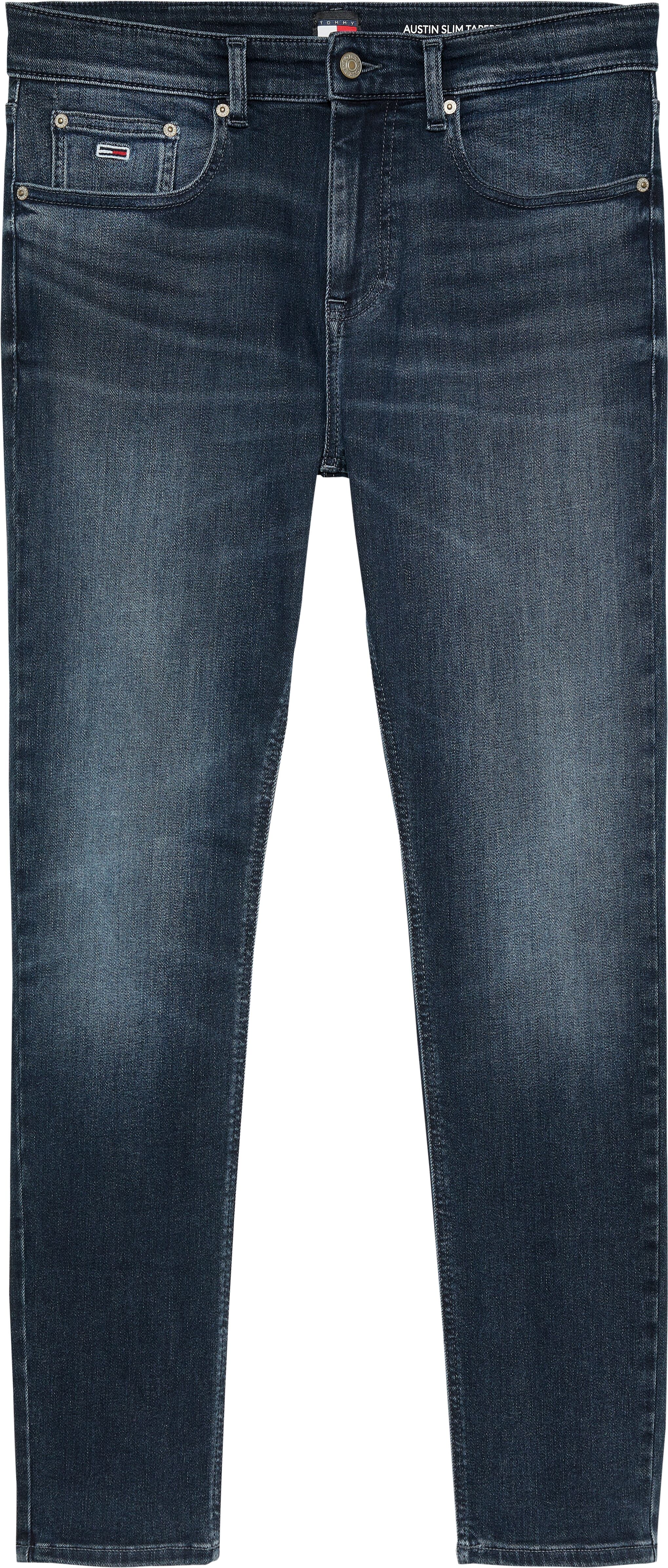 Tommy Jeans "Austin Slim Tapered" zum Knöchel hin schmaler werdende Jeans mit mittlerer Leibhöhe schwarz denim 32, Länge 32