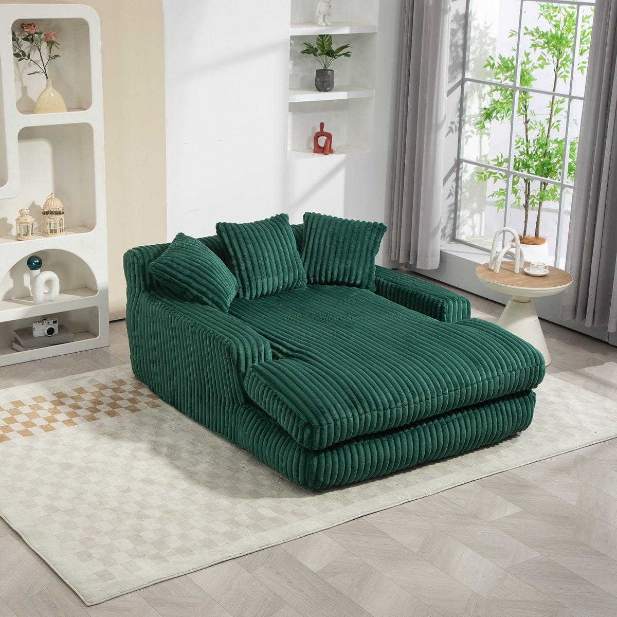 Cloud Couch Corduroy Fauteuilbank - Moderne Lounge Stoel met 3 Kussens - Smaragdgroen