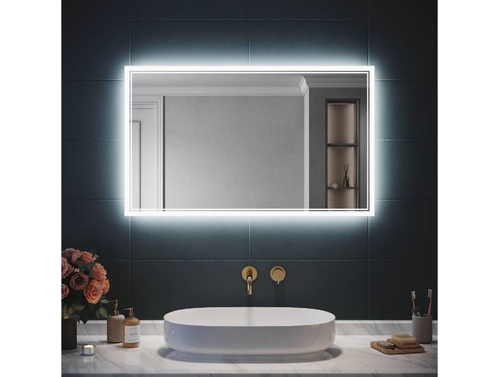 SIRHONA Miroir LED Salle de Bain avec éclairage, Miroir Lumineux Salle de Bain Anti-buée,80x60/60x100cm, 60x100 cm
