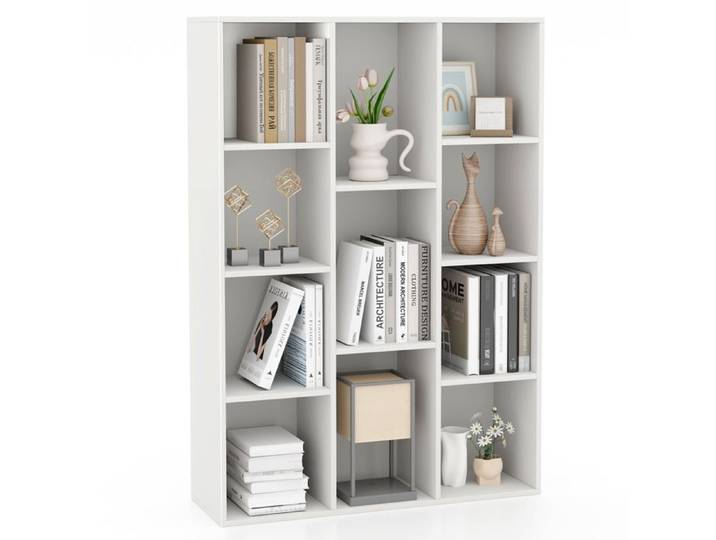 GOPLUS Bibliothèque Ouverte à 11 Cubes avec Kits Anti-basculement Position Verticale ou Horizontale-74x24x106CM-Blanc