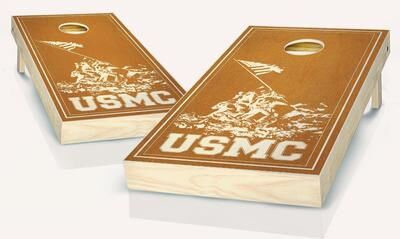 Skip's Garage Marines USMC Maple Cornhole Board Outdoor Game Set