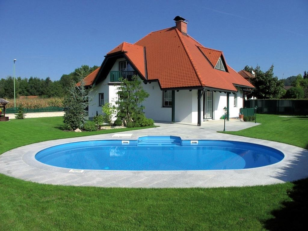 Ovalbecken TAHITI STARTER SET 800 x 400 x 120 cm | Innenhülle 0,8 mm Blau | BASIC Handlauf Blau
